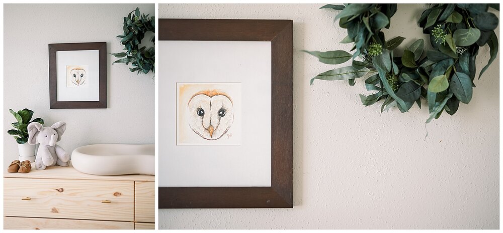 The owl water color was a piece I painted around the time Daniel and I met and I’m so glad I kept it around because it is perfect for this space.